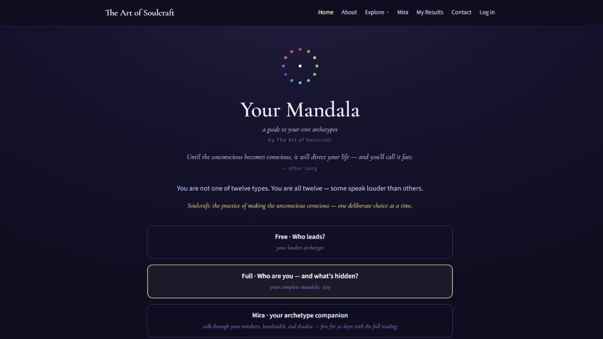 The Art of Soulcraft — your mandala of core archetypes
